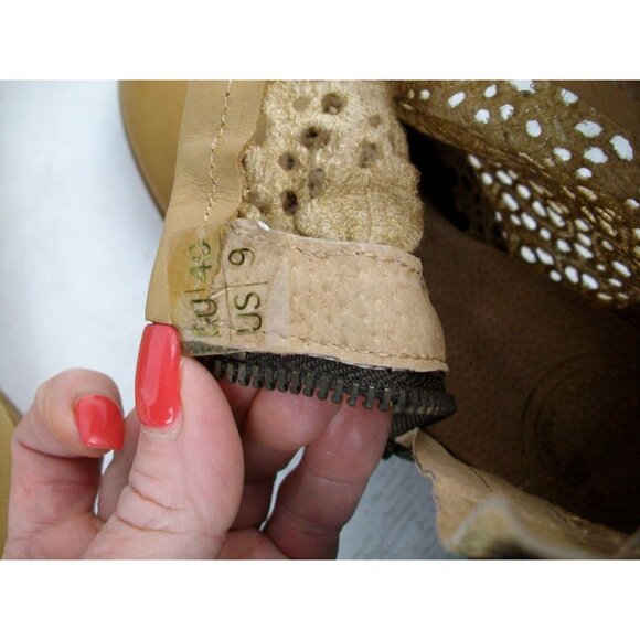 Cool Way Womens Leather Ankle Boot Tan Size 9 Zip Pre Owned - Picture 10 of 11